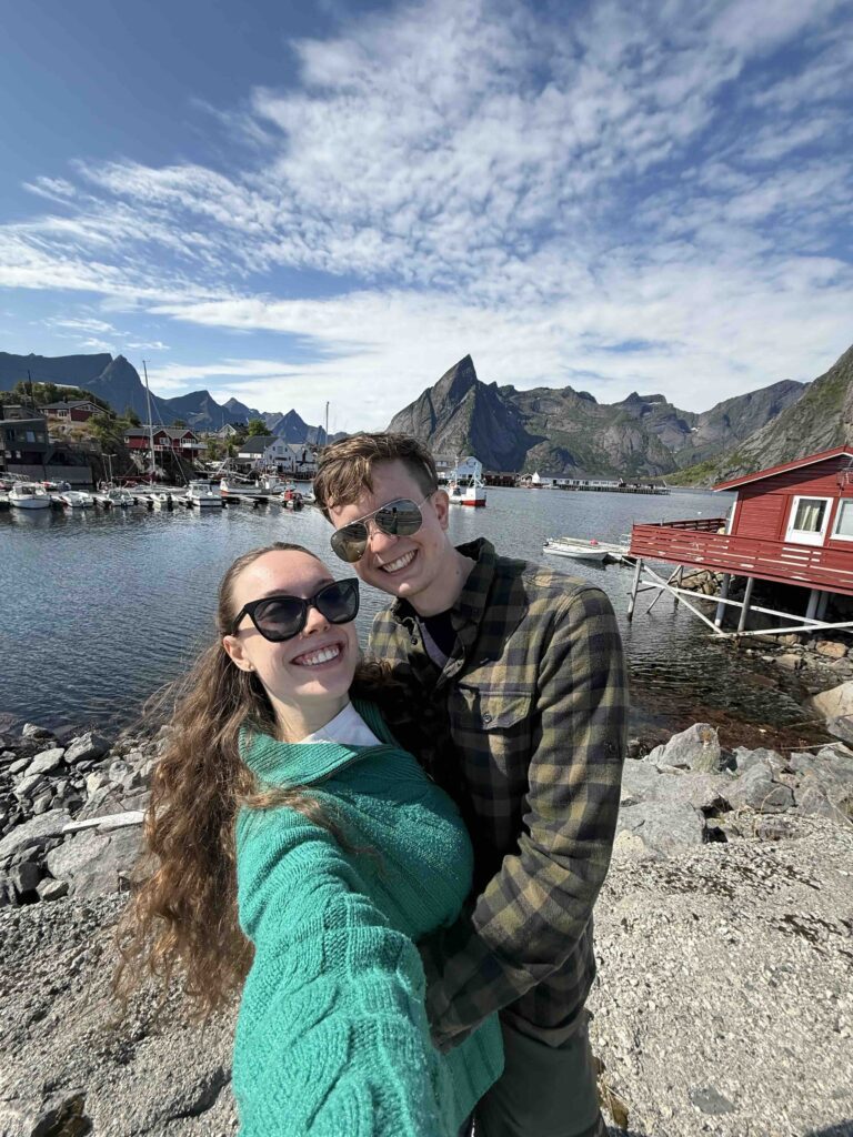 Couple travelling Lofoten Norway hungrytravelfamily