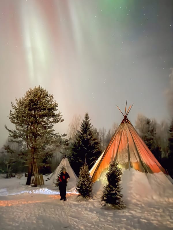 Northern Lights Teepee — art print by Joona Heinonen