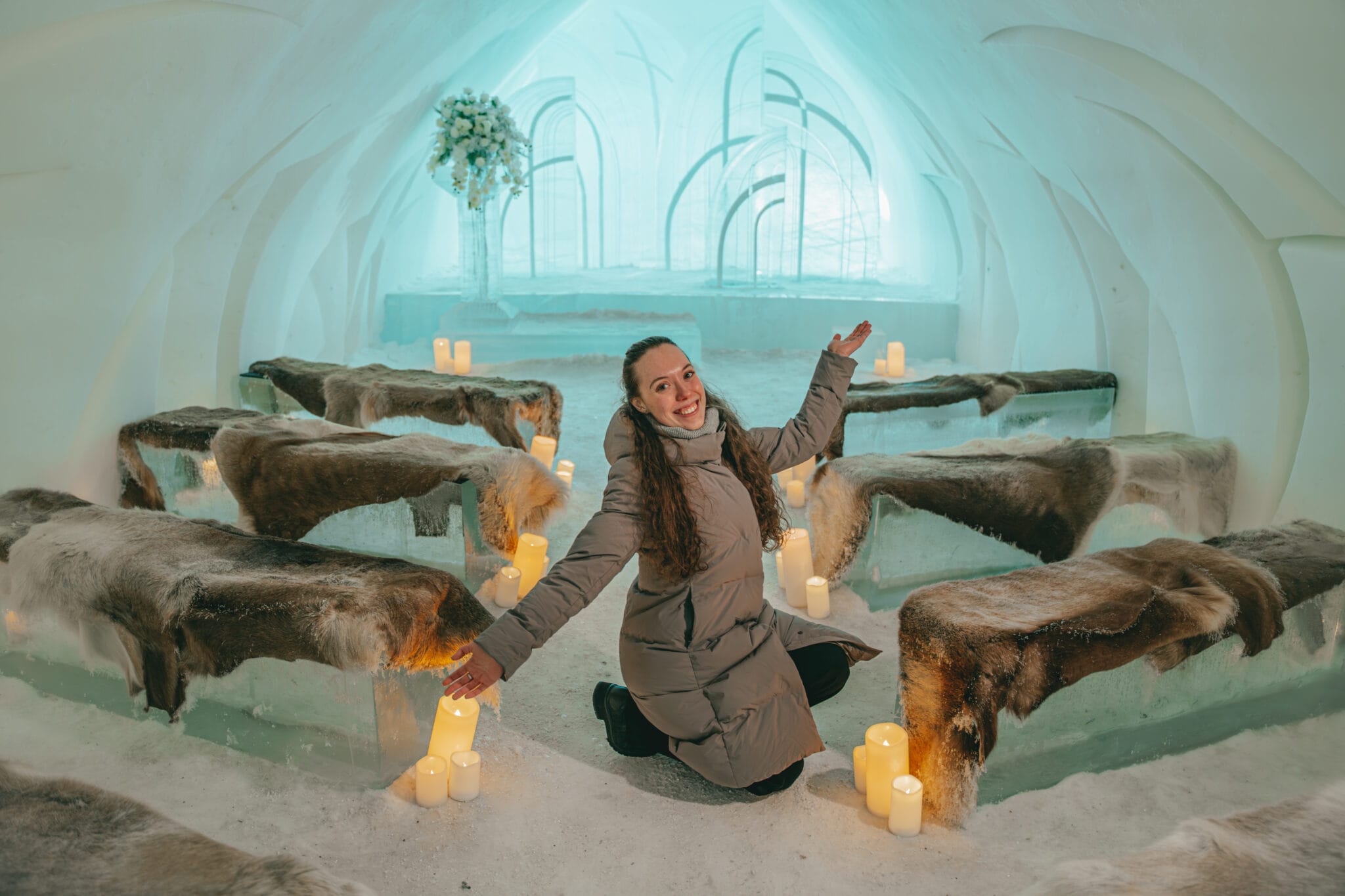 Ice Chapel wedding décor at the Arctic SnowHotel, built to last in the cold.
