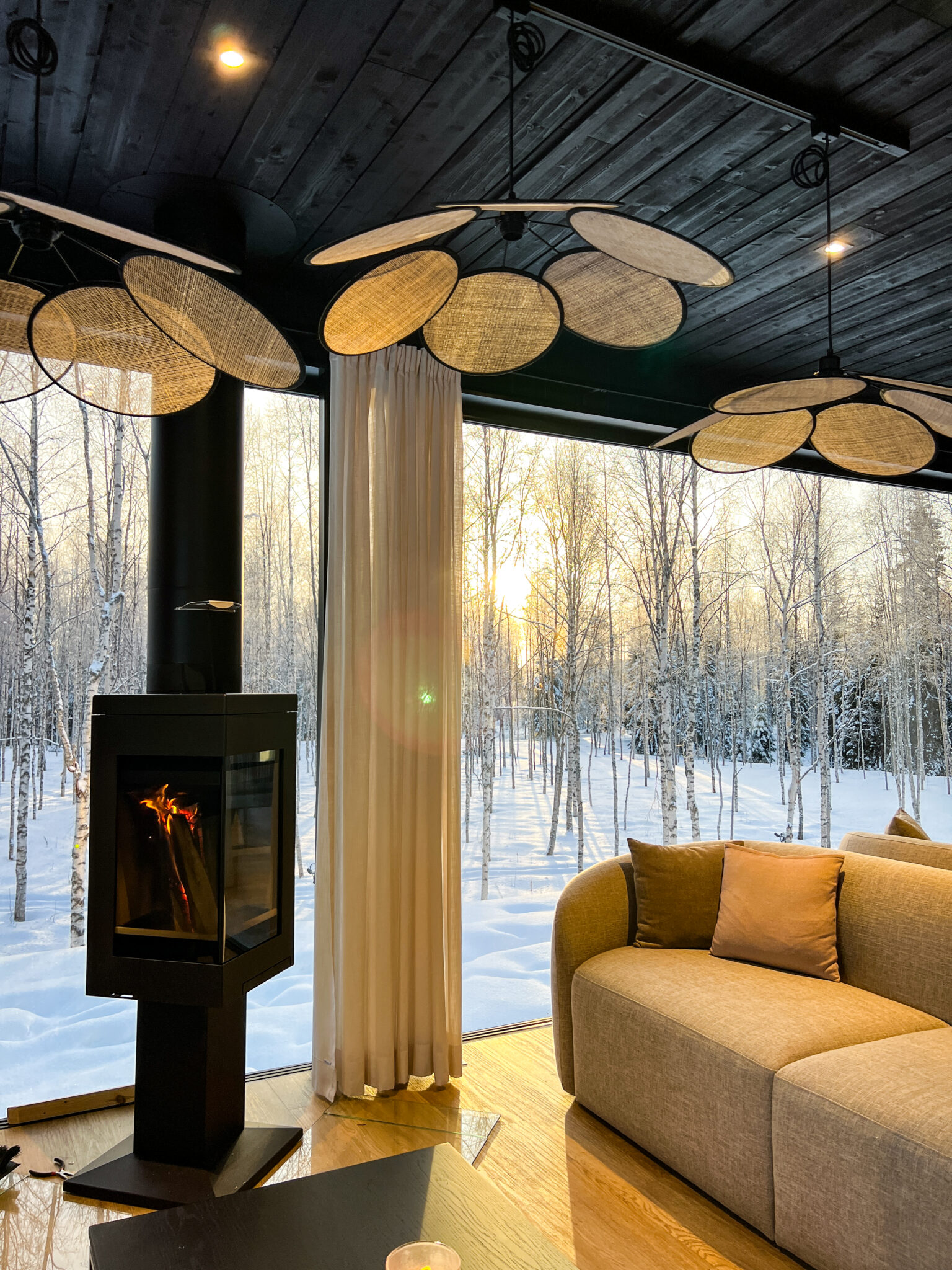 A restaurant setting for a winter wedding at Silver Birch Resort.